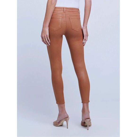 L’AGENCE|MARGOT HIGH RISE SKINNY JEAN JAVA‎ COATED FAUX LEATHER SIZE 26 NWT - Picture 3 of 10